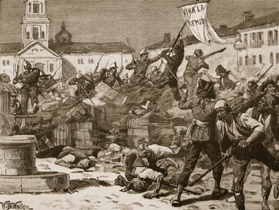 Street Fighting in Malaga, 1869, illustration from 